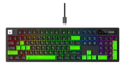 Teclado Gamer Mecanico Us Gm2 Full Blackgreen Rgb Sw Red Preto Ingles Us