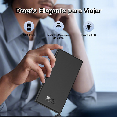 Power Bank Batería Portátil 10000mah 1hora Con Pantalla Led Negro