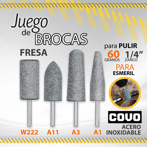 Juego De Brocas Para Pulir Covo (fresa) 4pzs 1/4 / 10474