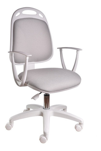 Imagen 2 de 3 de Silla de escritorio de Outlet Diva ergonómica gris perla y blanca con tapizado de marathon