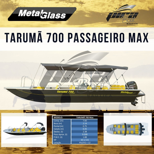 Lancha Tarumã 700 Passageiro Max  12 Pessoas