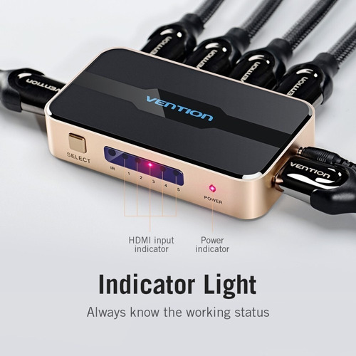 Splitter Switch Hdmi 2x1 4k 60hz 2 Salidas Vention