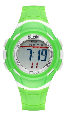 Relojes Para Niño Digital Slop Sw85596 Verde Color del bisel Blanco Color del fondo Gris