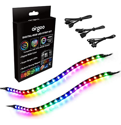 Airgoo Tira Led Rgb Direccionable Para Pc, 2 X 13.8 Pulgadas