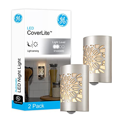 Ge Coverlite - Luz Nocturna Led, Diseño Floral, 2 Unidades,