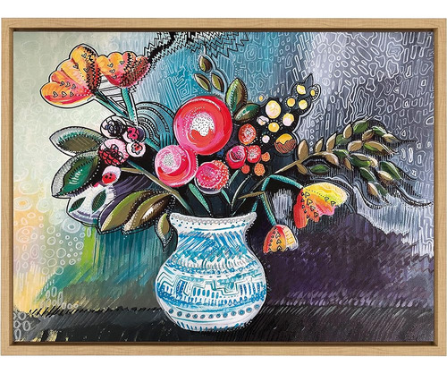 Kate And Laurel Sylvie Whimsy Still Life Framed Canvas Wall 