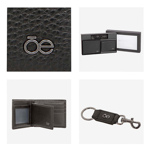 Cartera Flap Cloe Uomo Piel Genuina Con Accesorios Color Negro