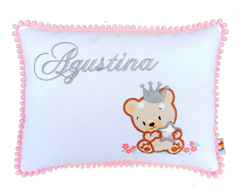 Almohada Nombre Y Aplique Bordado Bebe Regalo Recién Nacidos