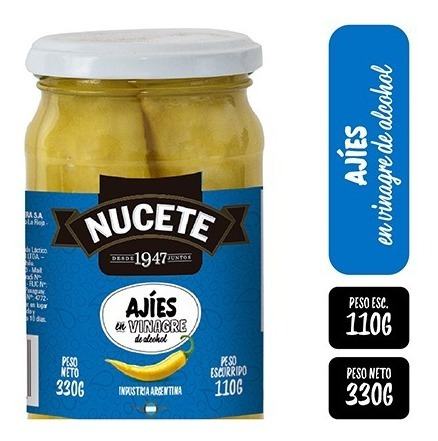 Imagen 2 de 3 de Combo Ajies En Vinagre Frasco Nucete 330 Gr X 3