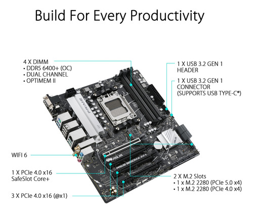 Tarjeta Madre Asus Prime B650m-a Ax Ii Micro-atx Am5 Ddr5