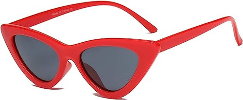 Elegantes Gafas De Sol Triangulares Elegante Rojos Cat Eye