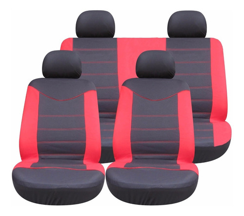 Set De Fundas Cubreasientos Para Autos 8 Piezas - Negra/roja