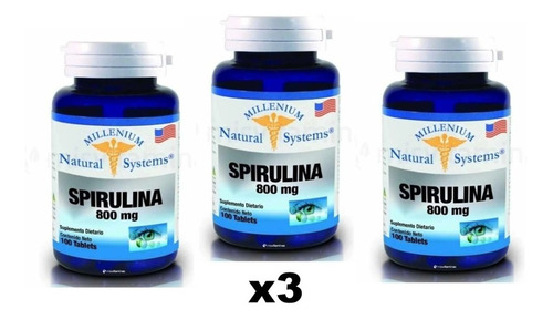 3 X Spirulina Espirulina 800mg 100 - Unidad a $440