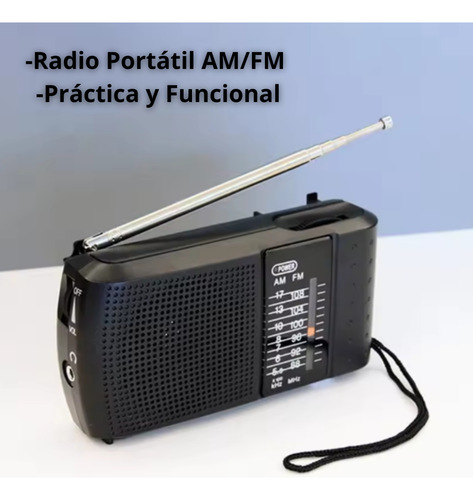 Radio Am Fm Analógico Portátil Pilas Recargable Bolsillo Gris/negro