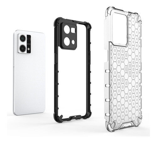 Capa Preta Honeycomb Pc+tpu Para Oppo Reno7 4g
