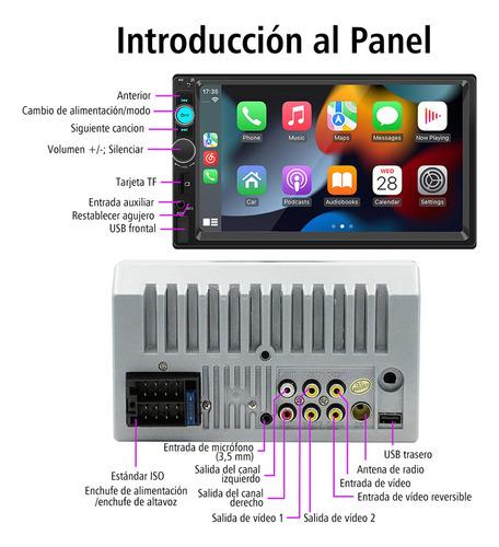 Central Multimídia Universal 2 Din Carplay Android Auto Mp5