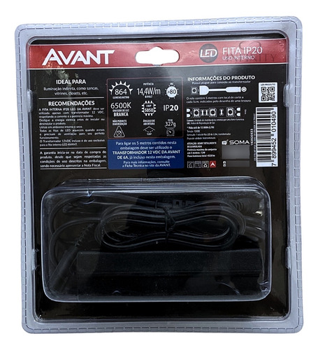 Fita De Led + Fonte 14,4w Branco Frio 6500k Avant Quarto
