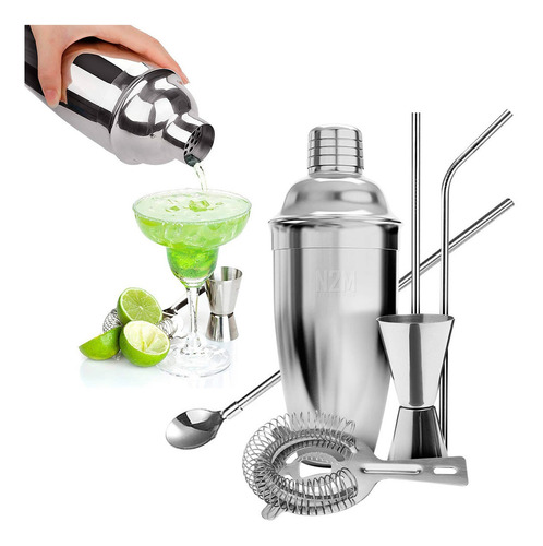 Coctelera Set Completo Barman Bebidas Acero Inoxidable