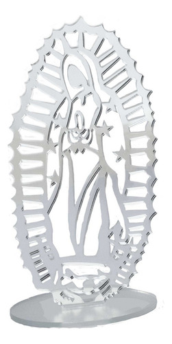 Figura Virgen De Guadalupe En Color Plata De Acrílico 30 Cm