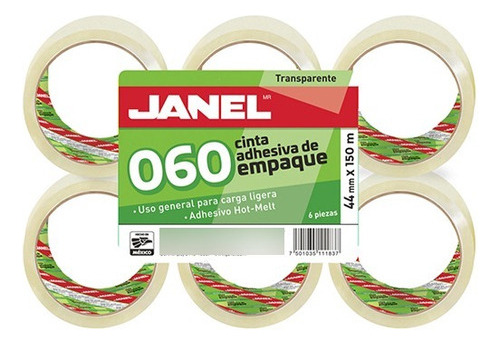 Cinta De Empaque Transparente Janel 0654415700 44x150 6 Pzas