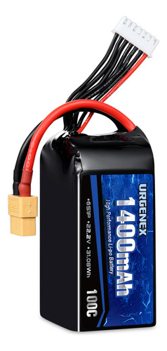 Urgenex 6s Lipo Batería Mah 22.2v 100c Con Xt60 Plug Rc Ba.