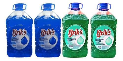 Pack De 4 Detergente Briks 2 Azul-2 Verdes Und 20 Ltrs.