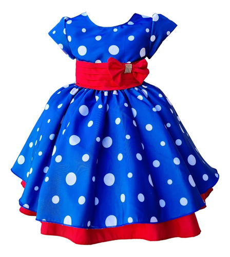 Vestido Com Manga Infantil Vermelho Galinha Pintadinha Luxo