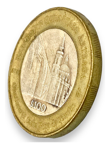 Moneda Bimetálica 100 Pesos Estado Queretaro Fase 2 Año 2007 (Usado)