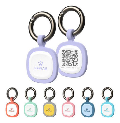 Etiqueta Identificación Mascotas Pawaii Código Qr Silicona Púrpura Nombre Del Diseño