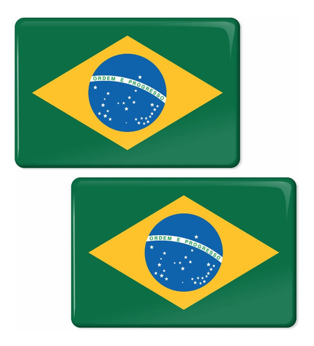 Par Adesivos Bandeira Brasil 3d Relevo 3x6 Resinado Bd48 Fgc