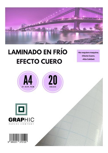 Laminado En Frio Efecto Cuero 20 Hojas A4