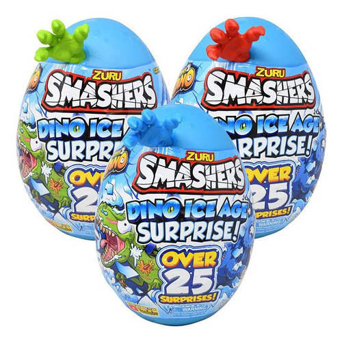 Zuru Smashers Raptor Dino Ice Age Huevo 20 Sorpresas Azul