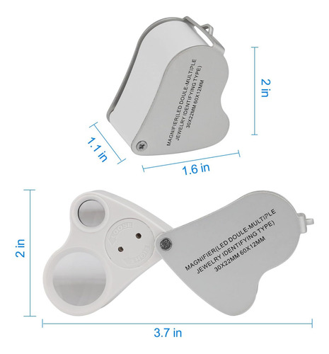 Lupa De Joyería, Paquete De 2 Lupas De Joyero Iluminadas De