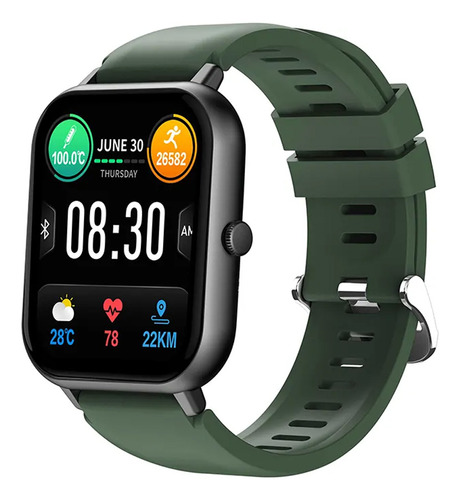 Reloj inteligente Zwear Zl54 Bt 5.2 con pantalla de 1,83 pulgadas, color verde