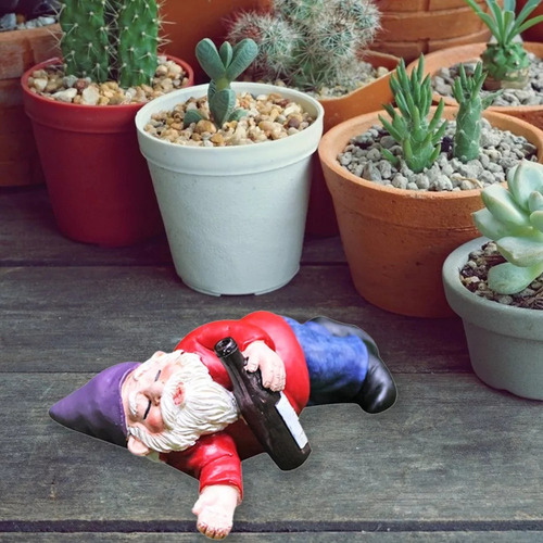 Mini Resina Anão Gnome Estátua Decoração De Jardiml