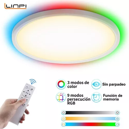 Lámpara de techo LED de 23 pulgadas, con mando a distancia, 3 colores