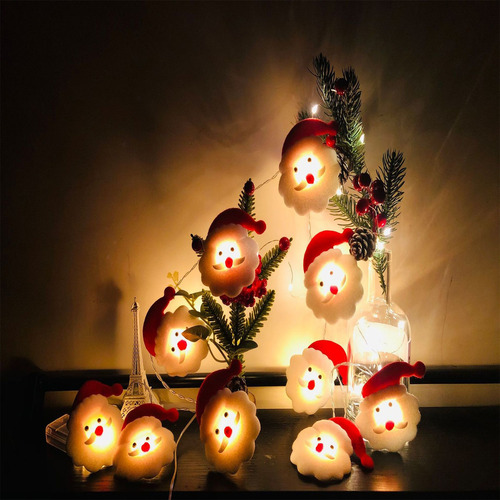 Luces Pequeñas Y Coloridas Con Forma De Cabeza De Papá Noel
