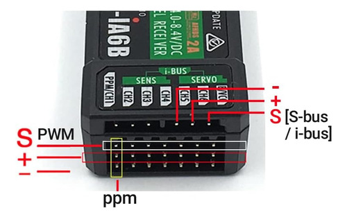 Dtxmx Flysky Receptor Fs-ia6b 2.4g Afhds 2a 6canales Sup...