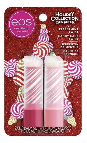 Eos Holiday 2 Lip Balm Stick Sabor Baton De Caramelo Y Menta