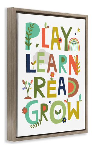 Stupell Industries Play Learn Read Grow Tipografía Enmarcado