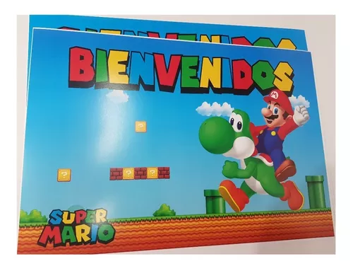 Cartel Lámina Bienvenidos Cumple Super Mario Bros Yoshi | MUCHOEVENTO