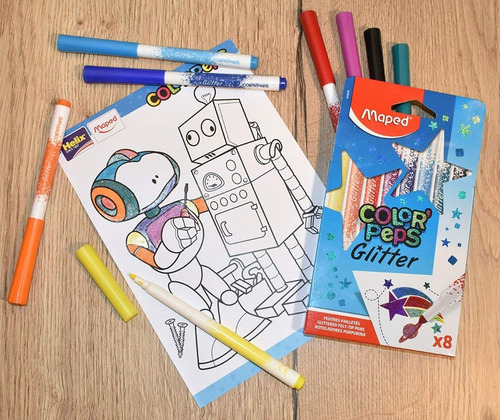 Imagen 3 de 7 de Marcadores Maped Colorpeps Glitter X8 Brillo Educando