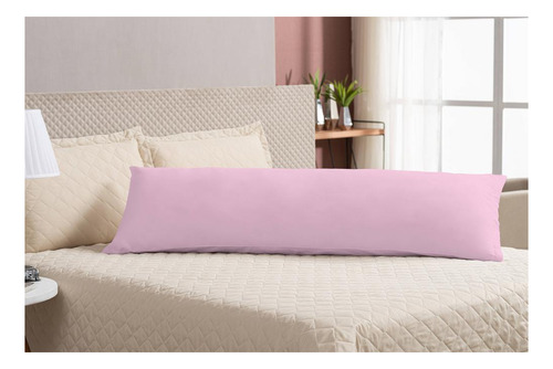 Fronha Para Travesseiro De Corpo 1,30m Algodão Rosa Zíper