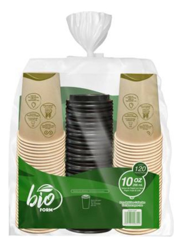 Vaso Térmico Bio Form De 10 Oz Con 60 Pzas + Tapas