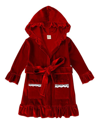 Conjunto De Pijama Rojo Navideño De Terciopelo Para Niños