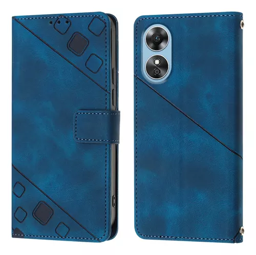  jioeuinly Funda para Oppo A17 compatible con Oppo A17 Funda  para teléfono Funda con soporte abatible Estilo de costura Funda tipo  cartera Azul : Celulares y Accesorios