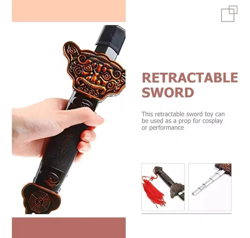Espada De Utileria Arma Medieval Estilo Chino Retraible 85cm