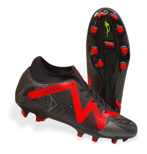 Tenis Futbol Tacos Tachones J Union Negro Rojo Negro 2042 T