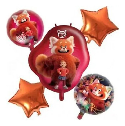 Kit De 5 Globos Turning Red Decorativos Fiesta