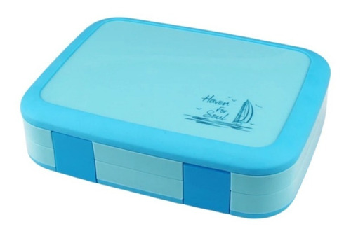 Lunch Box, Contenedor De Alimentos Para Niños Con Cubierto Color Azul 5 Espacios